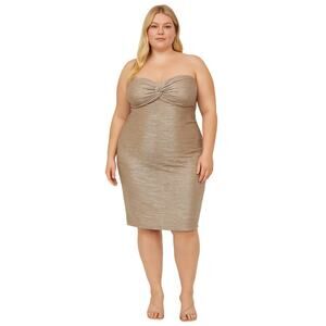 Fashionista Silver Metallic‎ Strapless Bodycon Party Dress | Size Large